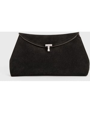 TOTEME T-Lock Suede Clutch - Black