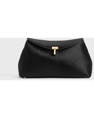 TOTEME T-Lock Pony Hair Clutch - Black
