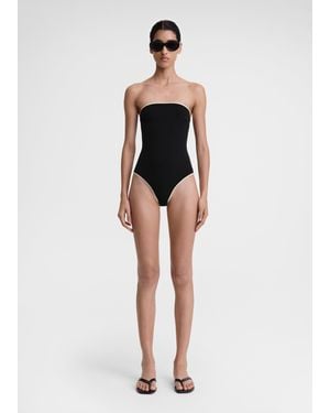 TOTEME Stripe Edge Strapless Swimsuit - White