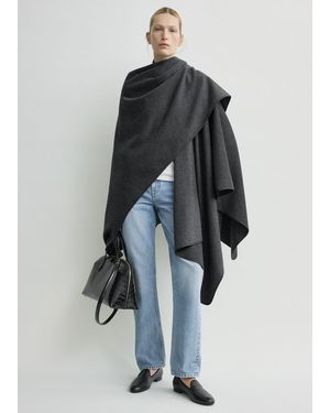 TOTEME Winter Flannel Cape Charcoal - Blue