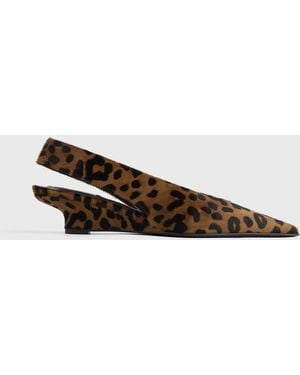 TOTEME Wedge-Heel Pony Hair Slingbacks - White