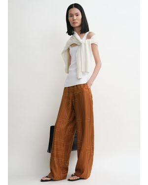 TOTEME Monogram Silk Pj Bottoms - White