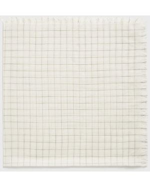 TOTEME Checked Light Wool Scarf Ecru - Natural