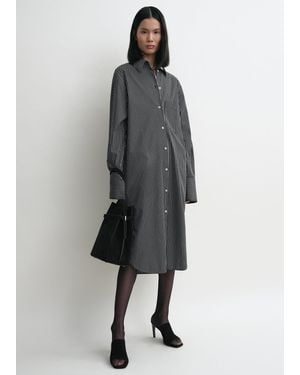 TOTEME Striped Kimono-Sleeve Shirtdress - Gray