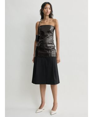TOTEME Strapless Croco-Embossed Pocket Top - Black