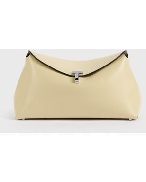 TOTEME T-Lock Leather Clutch - Natural