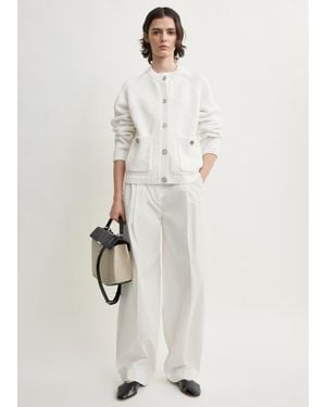 TOTEME Hammered Button Cotton Cardigan - White