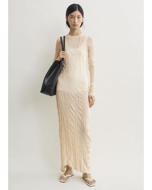 TOTEME Crinkled Knit Long-Sleeve Dress - Natural