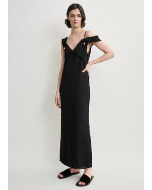 TOTEME V-Neck Raw Slip Dress - Black