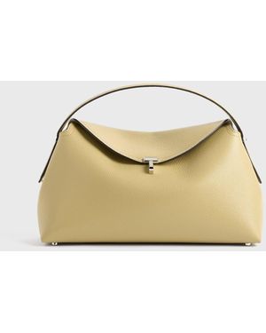 TOTEME T-Lock Grained-Leather Top Handle - Natural
