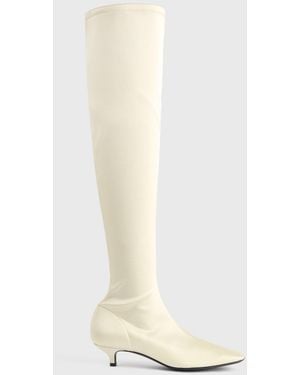 TOTEME Satin Knee-High Boots - White