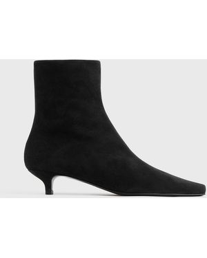 TOTEME Slim Suede Ankle Boots - Black
