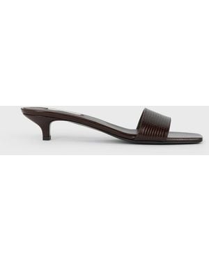 TOTEME Slim Lizard-Embossed Bandeau Mules - White