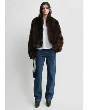 TOTEME Silky Shearling Jacket - Black