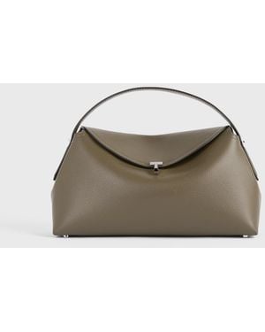 TOTEME T-Lock Grained-Leather Top Handle - Grey