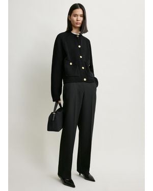 TOTEME Hammered Button Cotton Cardigan - Black