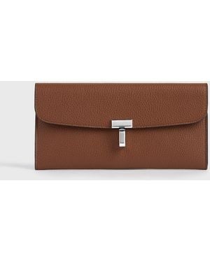 TOTEME T-Lock Grained-Leather Wallet - Brown