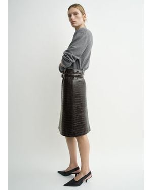 TOTEME Panelled Croco-Embossed Skirt - White
