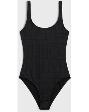 TOTEME Monogram Pointelle Swimsuit - Black