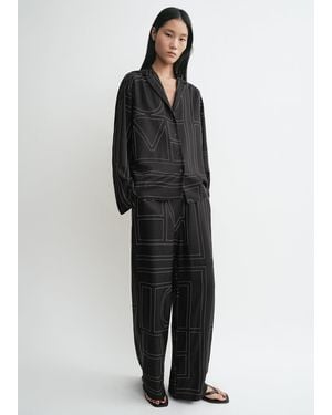 TOTEME Monogram Silk Pj Top - Black