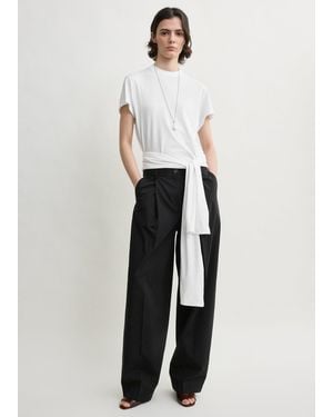 TOTEME Single Pleat Cotton Pants - White