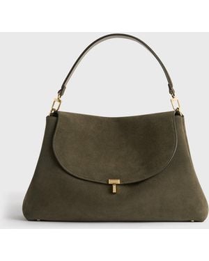 TOTEME T-Lock Suede Satchel - Green