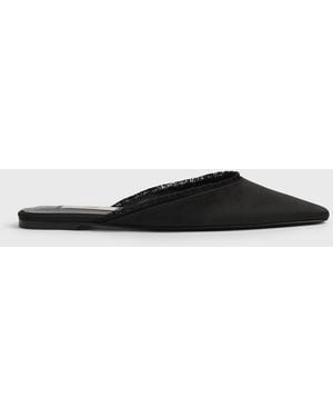TOTEME Frayed Satin Lounge Slippers - White