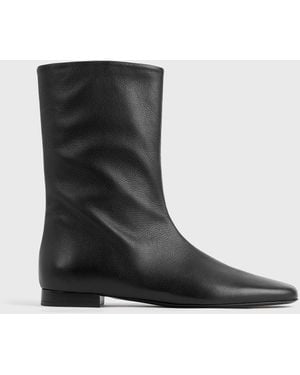 TOTEME Grained-Leather Ankle Boots - Black