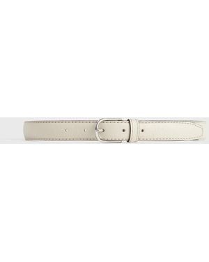 TOTEME Slim Grained-Leather Trouser Belt Milk - White