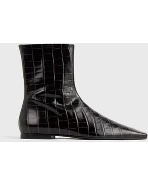 TOTEME Zipped Croco-Embossed Chelsea Boots - Black