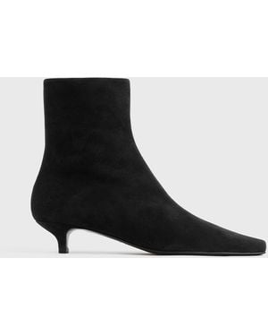 TOTEME Slim Suede Ankle Boots - Black
