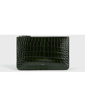 TOTEME Threefold Croco-Embossed Clutch - Green