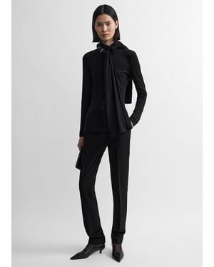 TOTEME Ribbed Bow Blouse - Black