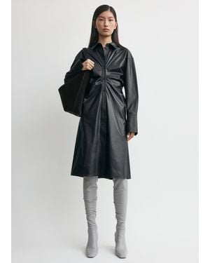 TOTEME Leather Slouch Shirtdress - Black