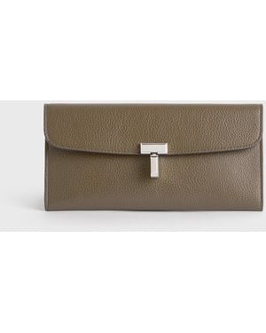 TOTEME T-Lock Grained-Leather Wallet - Grey