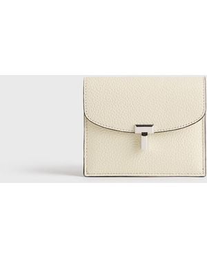 TOTEME T-Lock Grained-Leather Cardholder - White