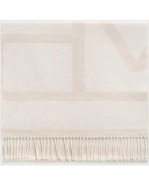 TOTEME Monogram Jacquard Wool Scarf Bone - Natural