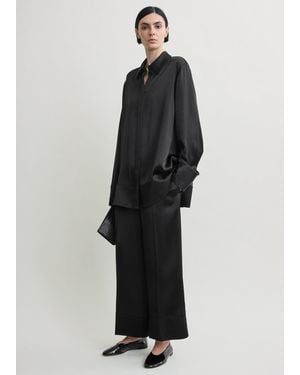 TOTEME Satin Drawstring Trousers - Black
