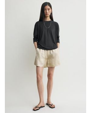 TOTEME Monogram Silk Pj Shorts Ivory - Black