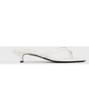 TOTEME Croco-Embossed Heeled Flip Flops - White
