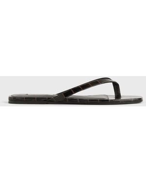 TOTEME Croco-Embossed Flip Flops - White