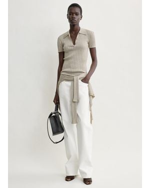 TOTEME Ribbed Cashmere Silk Polo - White