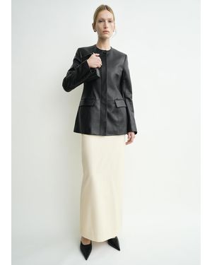 TOTEME Collarless Leather Jacket - Black