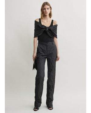 TOTEME Crinkled Cotton Trousers - Black