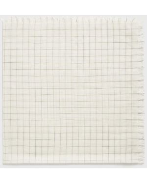 TOTEME Checked Light Wool Scarf Ecru - Natural