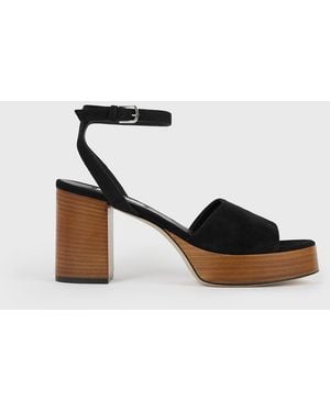 TOTEME Platform Suede Sandals/Tan - Black