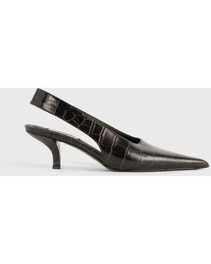 TOTEME Classic Croco-Embossed Slingbacks - White