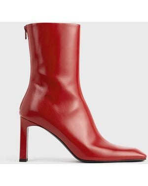 TOTEME Bar Glossy Leather Boots - Red