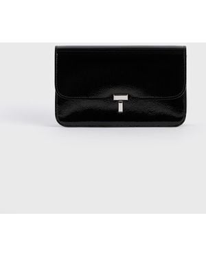 TOTEME T-Lock Grained-Patent Crossbody - White