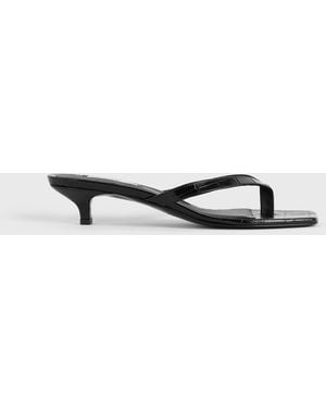 TOTEME Croco-Embossed Heeled Flip Flops - White
